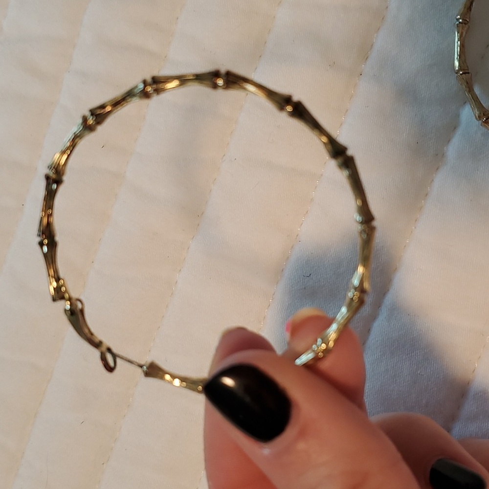 Bamboo Gold Hoops - Picture 2 of 3